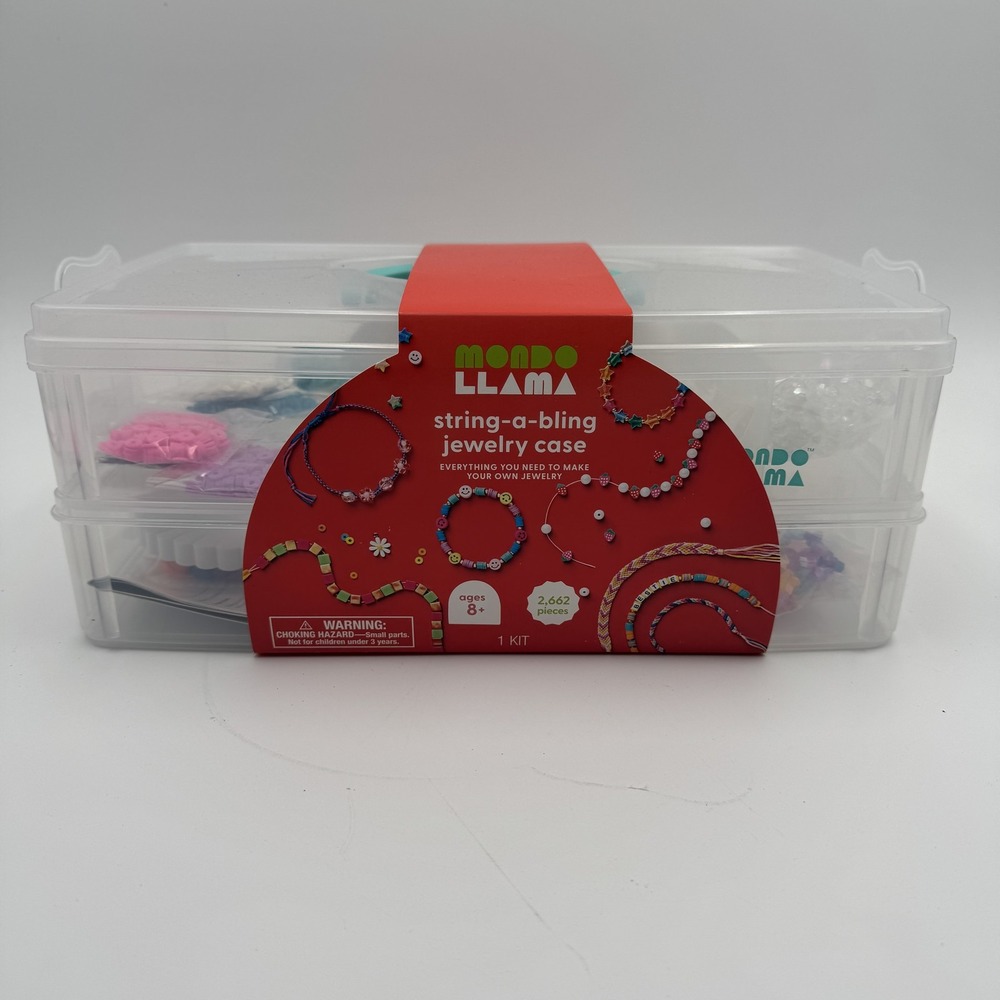 Mondo Llama String-A-Bling Jewelry Case 2662 Pieces Bead Kit Ages 8+ Target NEW
